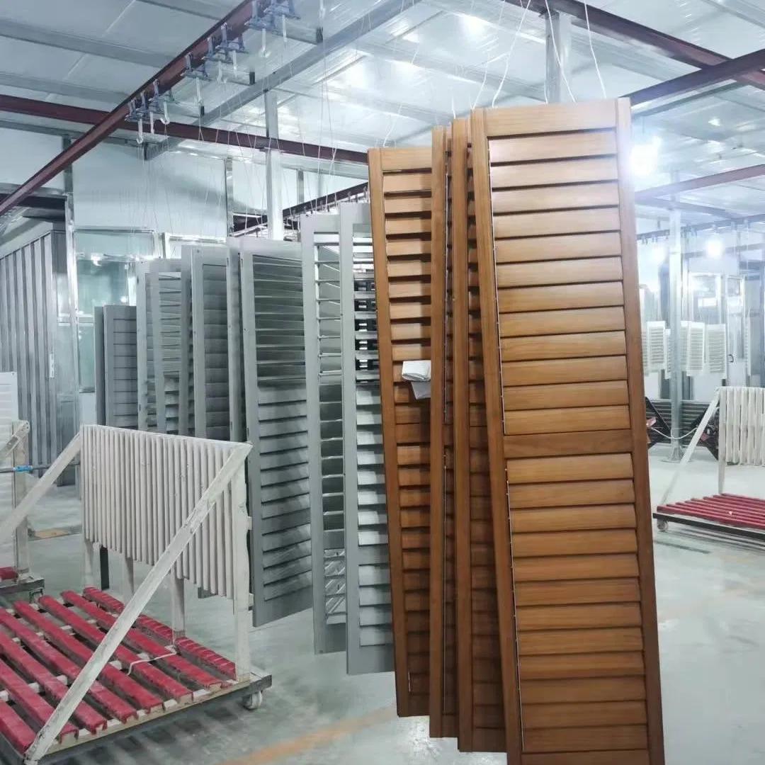 French Door Natural Wood Plantation Shutter for Luxury Door Option