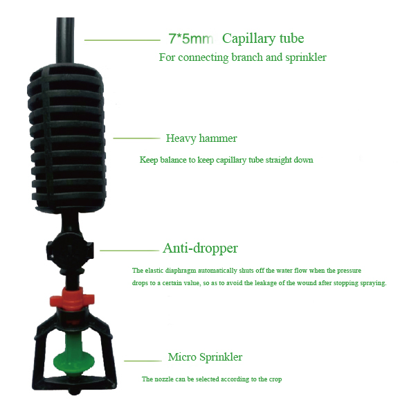 Greenhouse Irrigation Atomizing Misting System Micro Sprinkler Four Outlet Mist Atomizing Micro Nozzle Fogger Spray