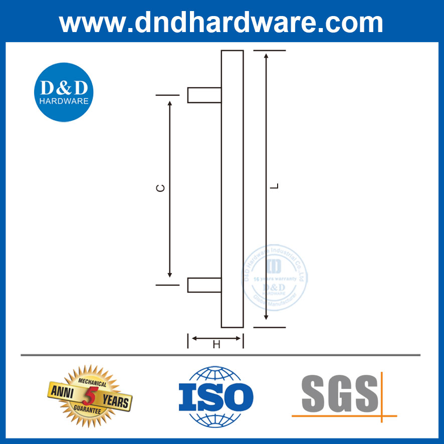 Commercial Stainless Steel Square H Type Door Pull Handle for Entrance Door