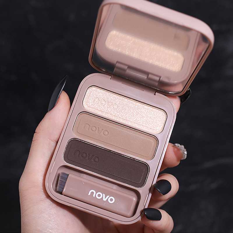 Novo Women′ S Waterproof Long-Lasting Non-Marking Shadow Three-Color Eyebrow Powder