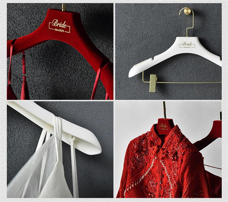 Custom Logo Advanced Customization Velvet Bar Rubber Painting Hanger Wide Shoulder Suits Hanger for Garment Display