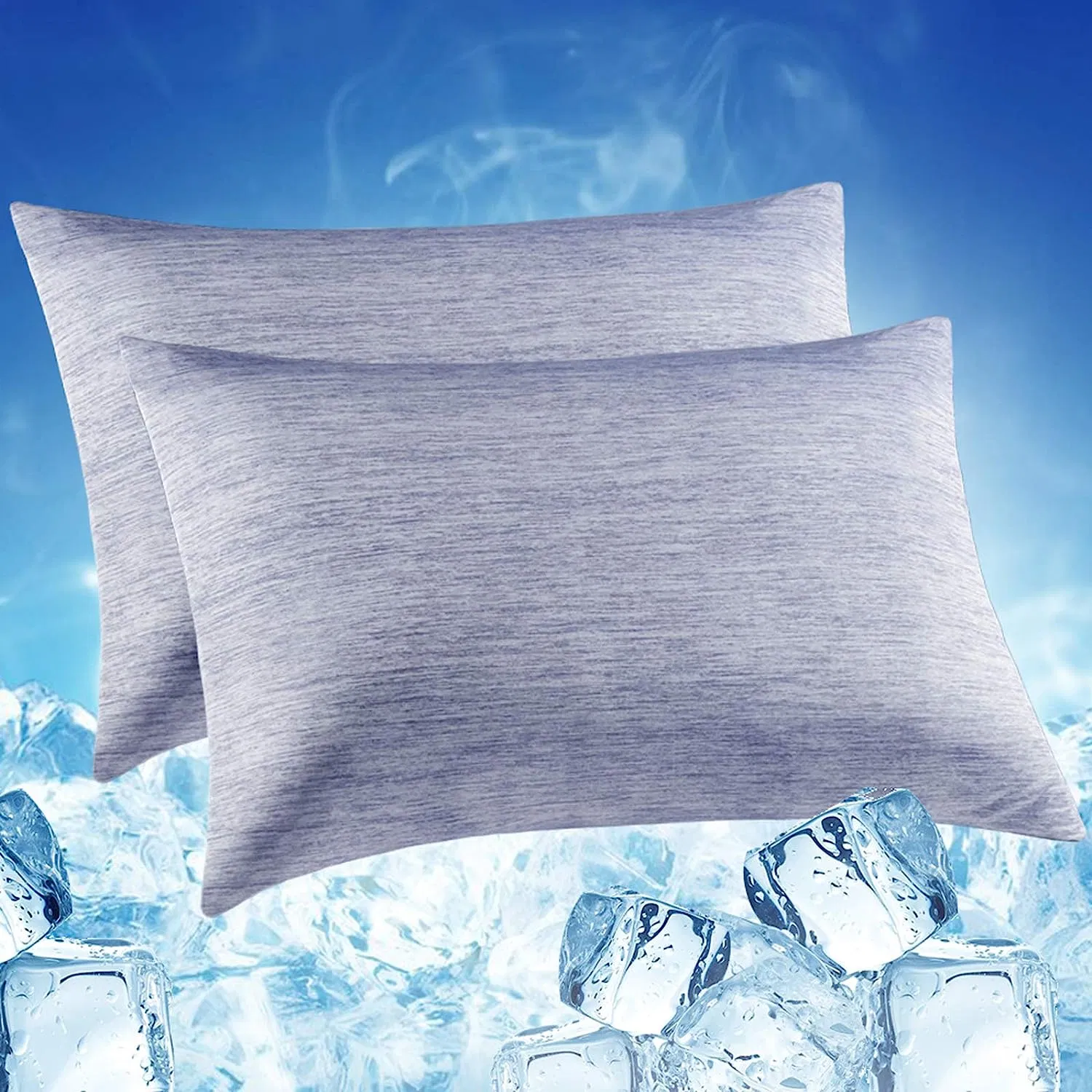 Arc-Chill Summer Cooling Cotton Fiber Anti-Static 2 Pack Envelope Cooling Pillowcases for Home with Double-Side Design