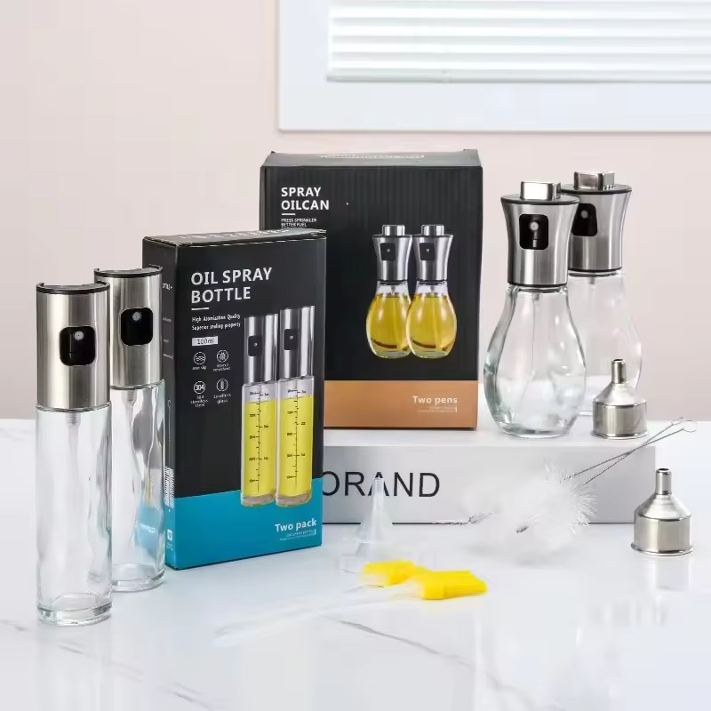 Stainless Steel Glass Spray Olive Oil Sprayer Bottle Oil Spray for Cooking Camping