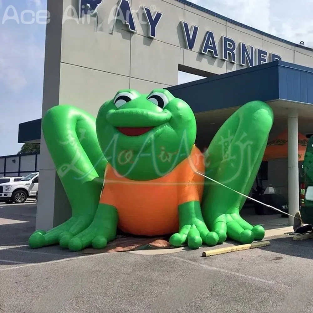 Large Green Inflatable Sitting Frog Advertisement Animal Balloon for Playground Decoration