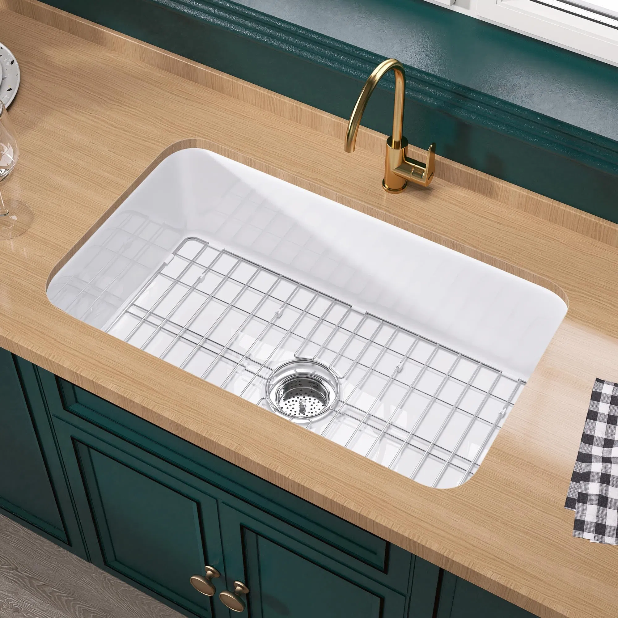 Granite Composite Kitchen Sink Single Bowl 31" Workstation Quartz Kitchen Sinks