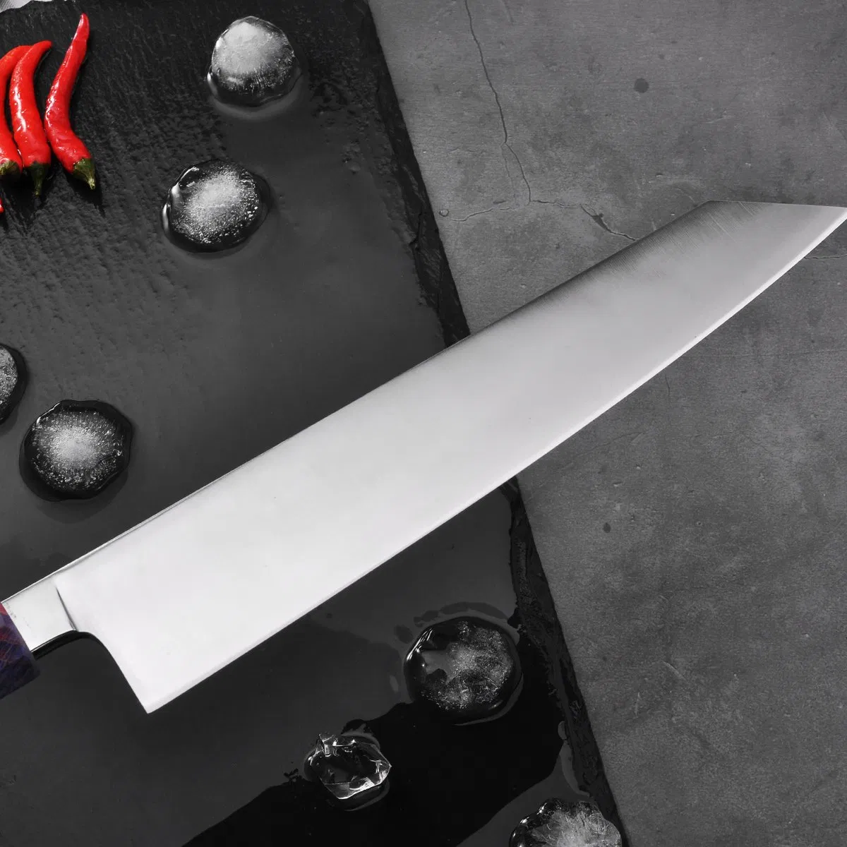 Stainless Steel Blade Octagonal Handle Chef Knife with Saya Wooden Case