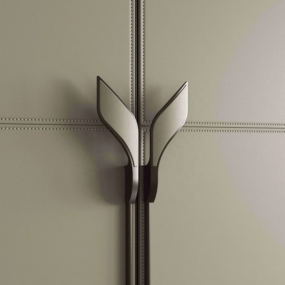 Zinc Alloy Leather Furniture Cabinet Handles New Design Wardrobe Door Pull Handle Leather Handle (L or R) 160+900mm