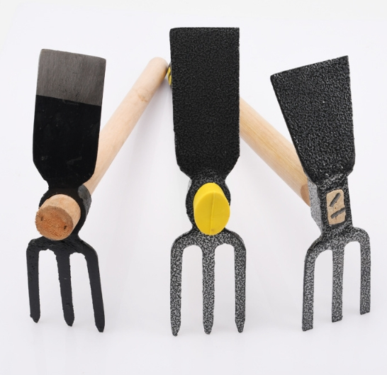 Agricultural Small Hoe Carbon Steel Double Three-Tooth Rake Custom