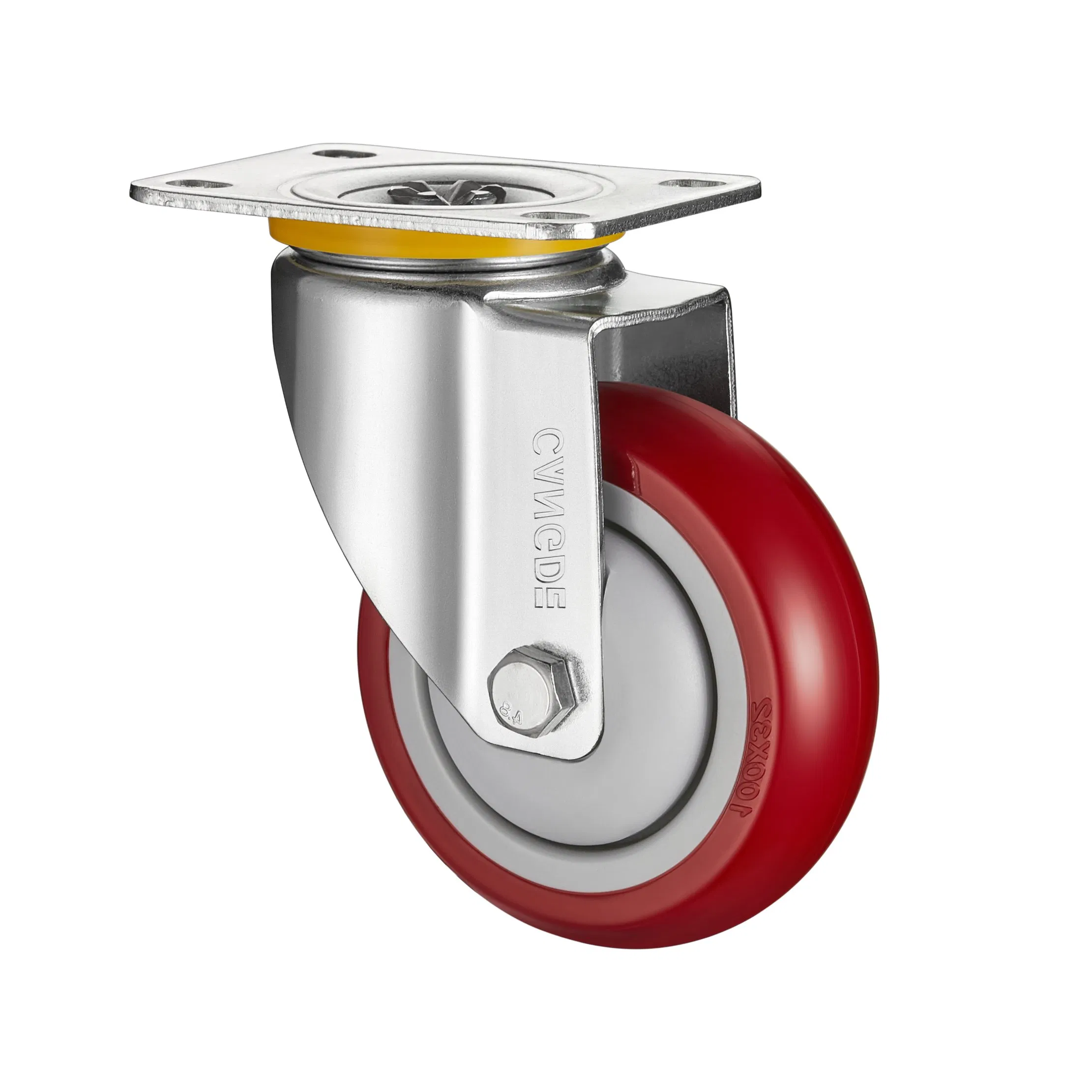 Medium Duty Red Polyurethane Casters - 2.5" 3" 4" 5", Fixed Swivel Brake Types