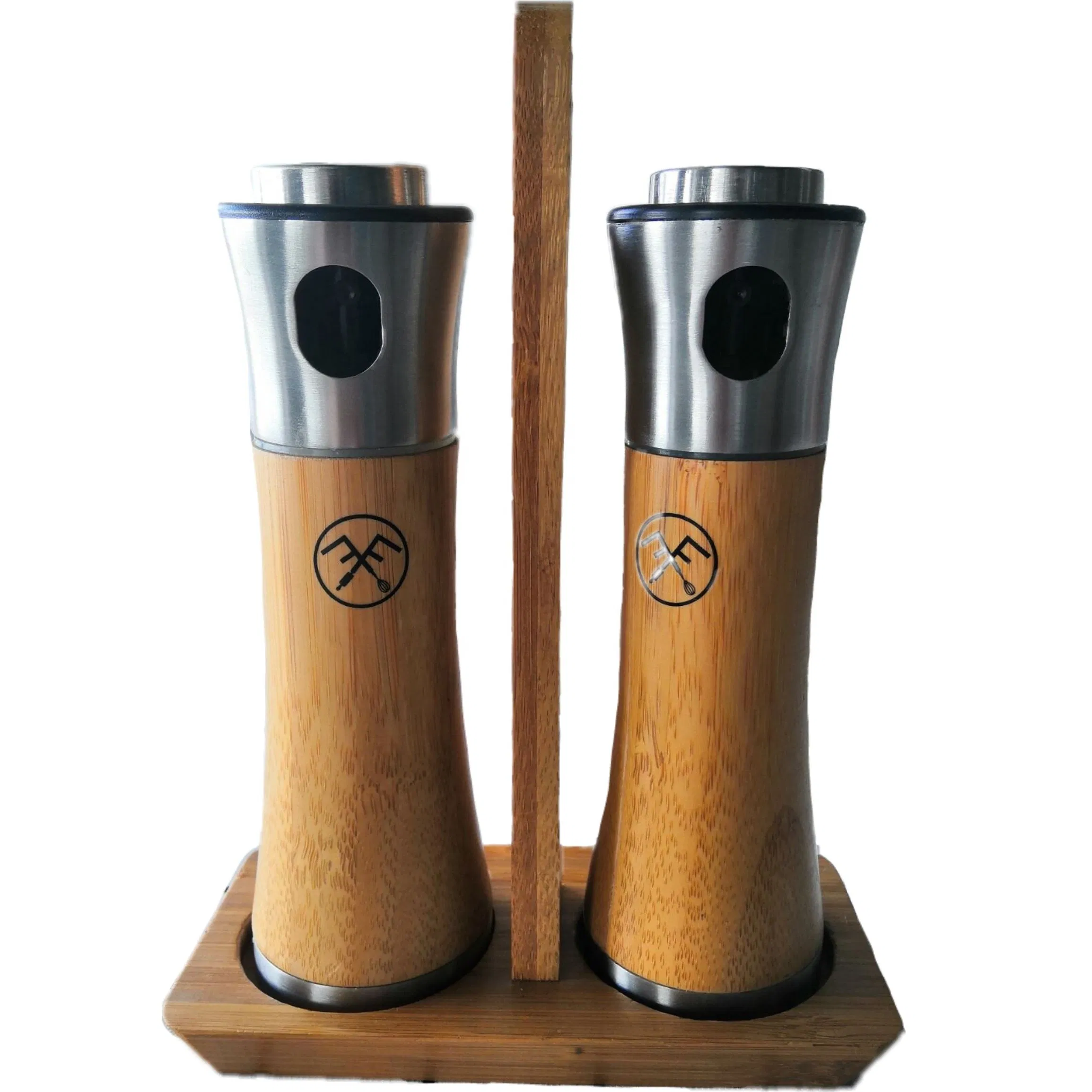 Custom Logo Bamboo Olive Oil Sprayer Stainless Steel Refillable Vinegar Dispenser Bottle Kitchen Gadgets