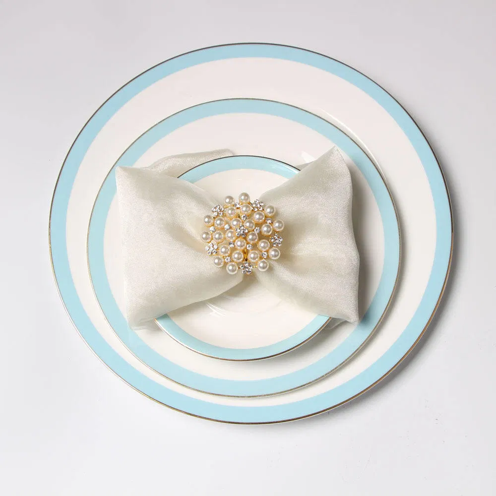 New Style Pearl Diamond Table Decoration Napkin Ring for Hotel with FDA