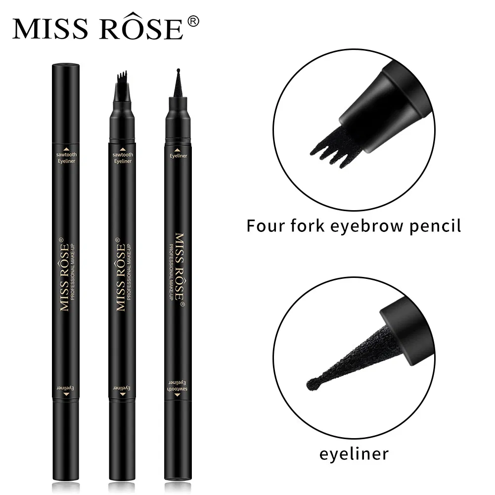 Mr 41 Four-Pronged Eyebrow Pencil Double-Headed Eyeliner Waterproof and Durable Eyeliner Pencil Black Eyeliner Pen