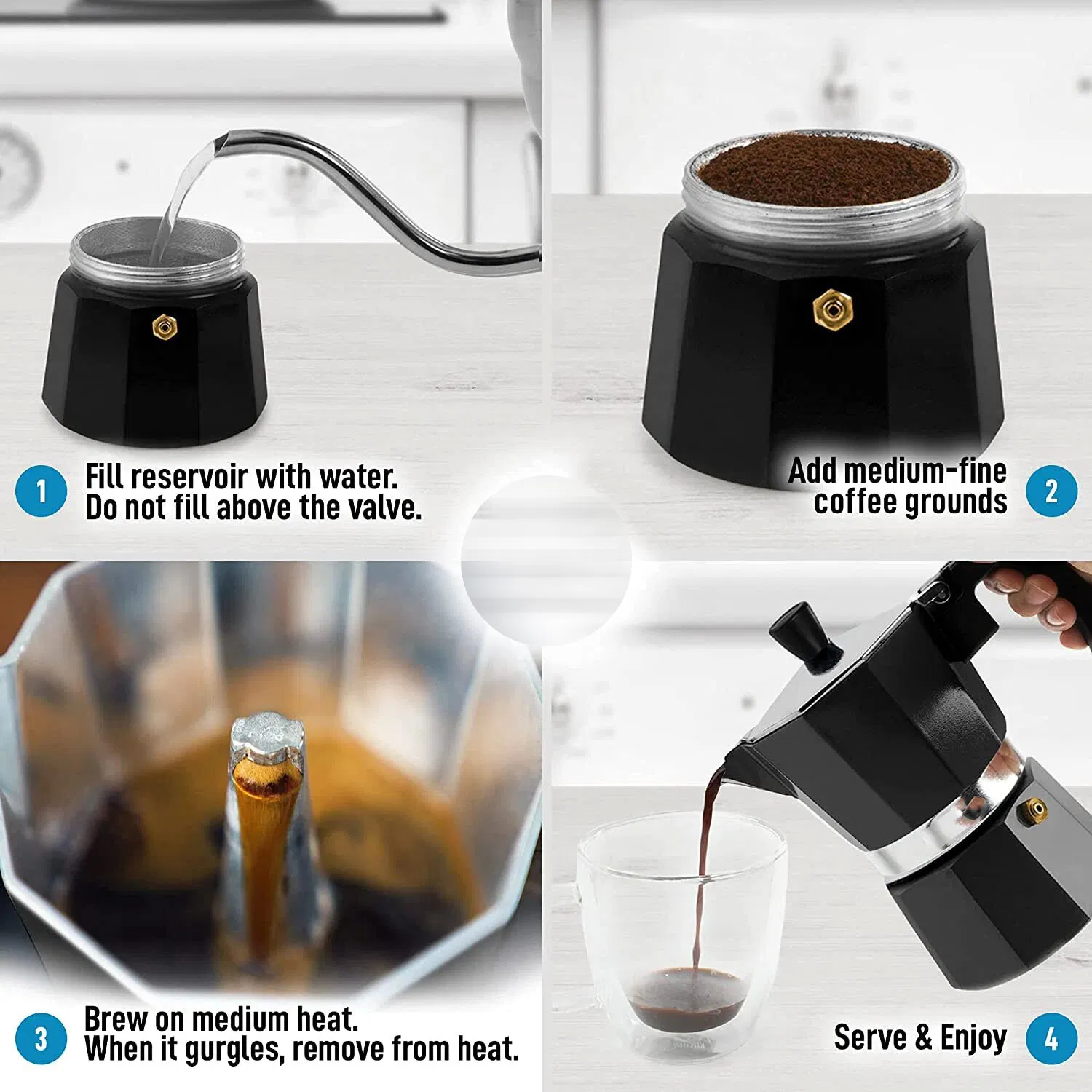 Алюминиевая кофеварка Moka на 3 чашки