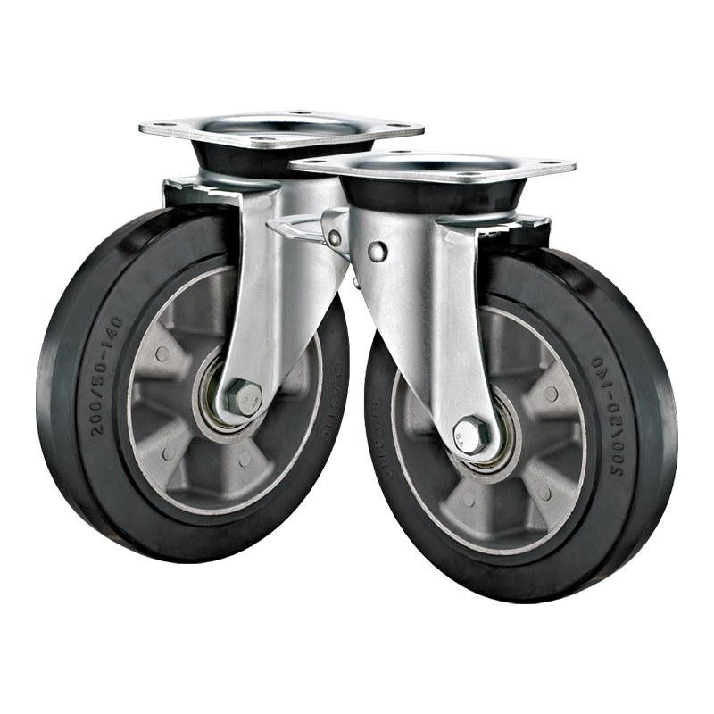 6"8"Garbage Bin Wheels with Directional Lock Heavy Duty Industrial Aluminum Core Rubber Trash Bin Caster Wheels