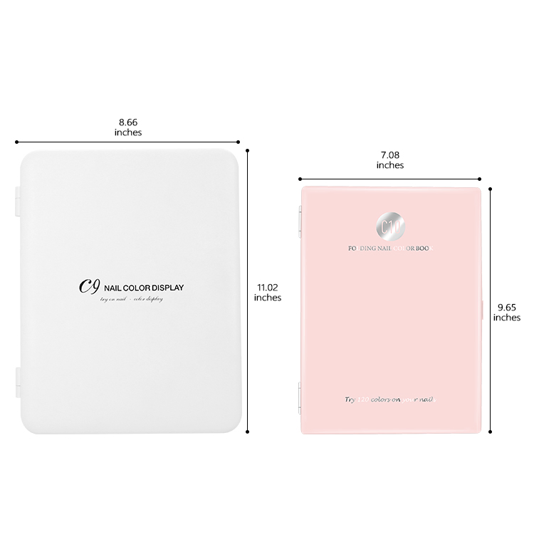 150 Colors Portable Acrylic Nail Art Color Chart Display Book with Detachable Nail Art Tips & Holder