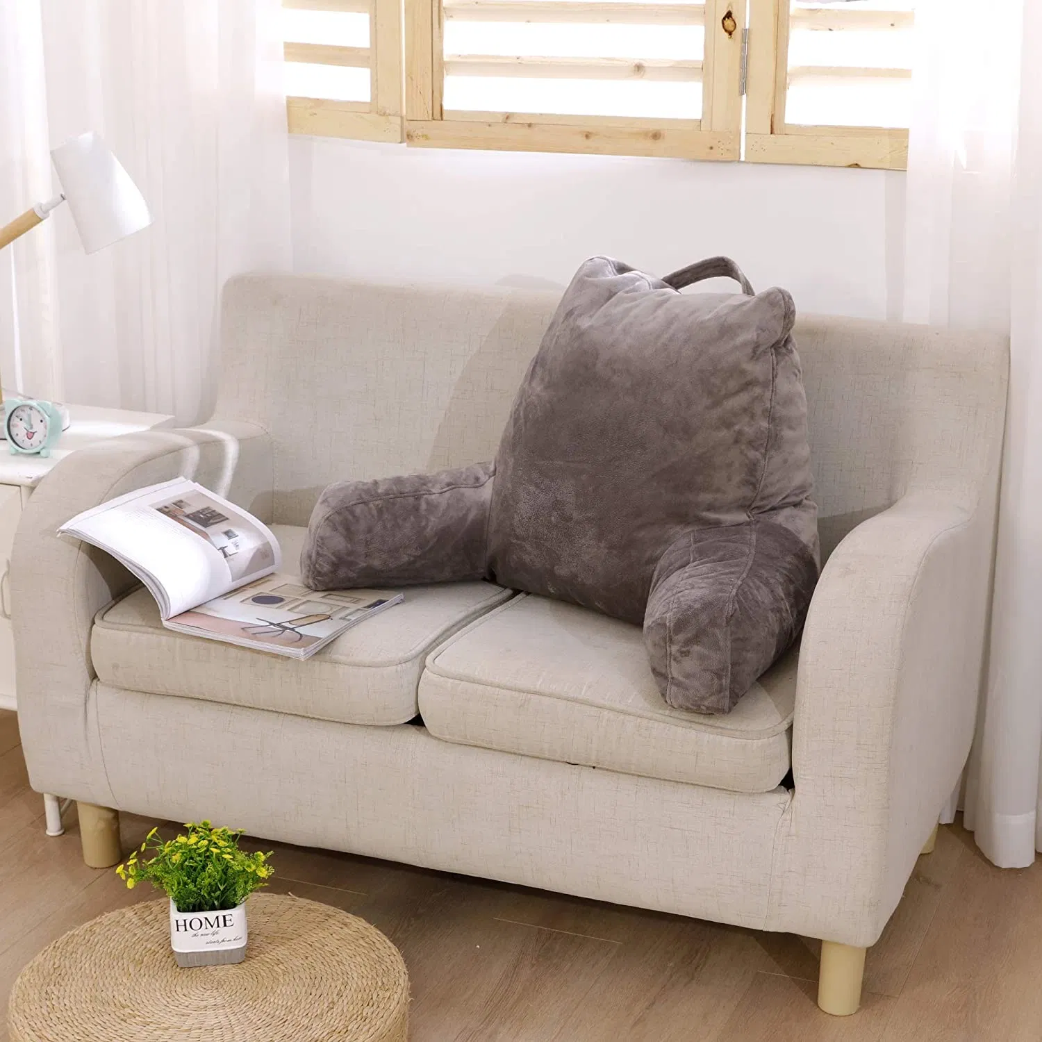 Comfortable Shredded Memory Foam Lounge Rest Reading Pillow with Arm