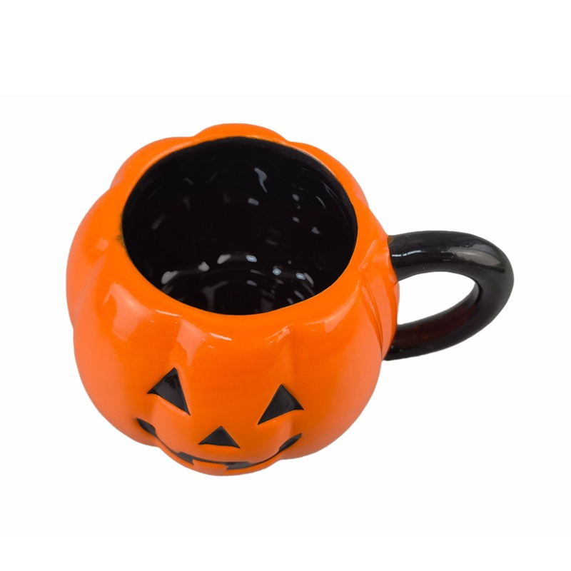 Home Halloween Soup Mug with Lid Pumpkin Ceramic Cup