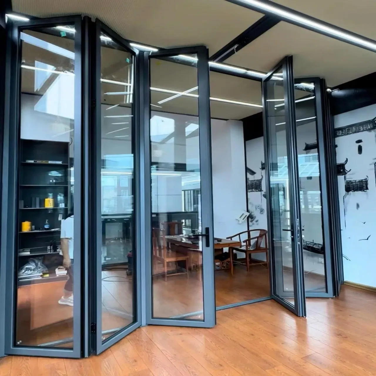 Customized Size Casement Win-Star Folding Glass Aluminium Aluminum Sliding Door
