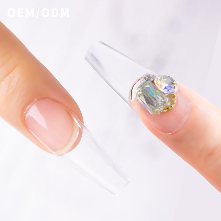 Gum Extend Gel Full Cover Extension False Nail Curved Press on Nails Soft Gel Long Nail Tips