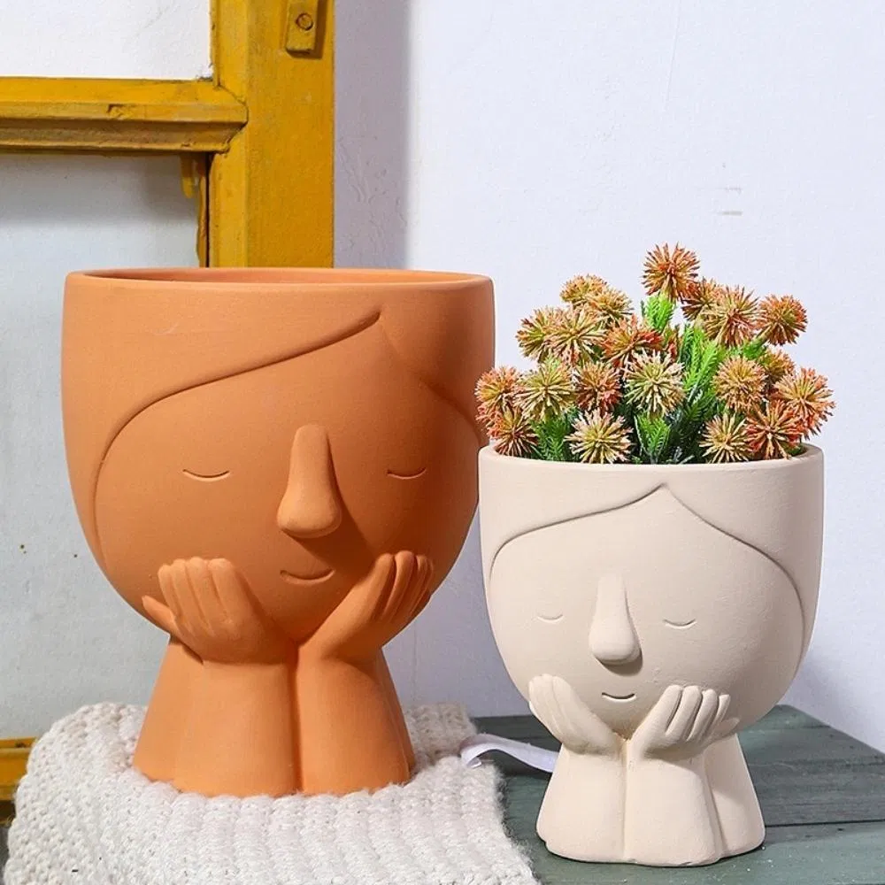 Portrait Girls Face Head Planter Succulent Ceramic Flowerpot Figure Bl22039