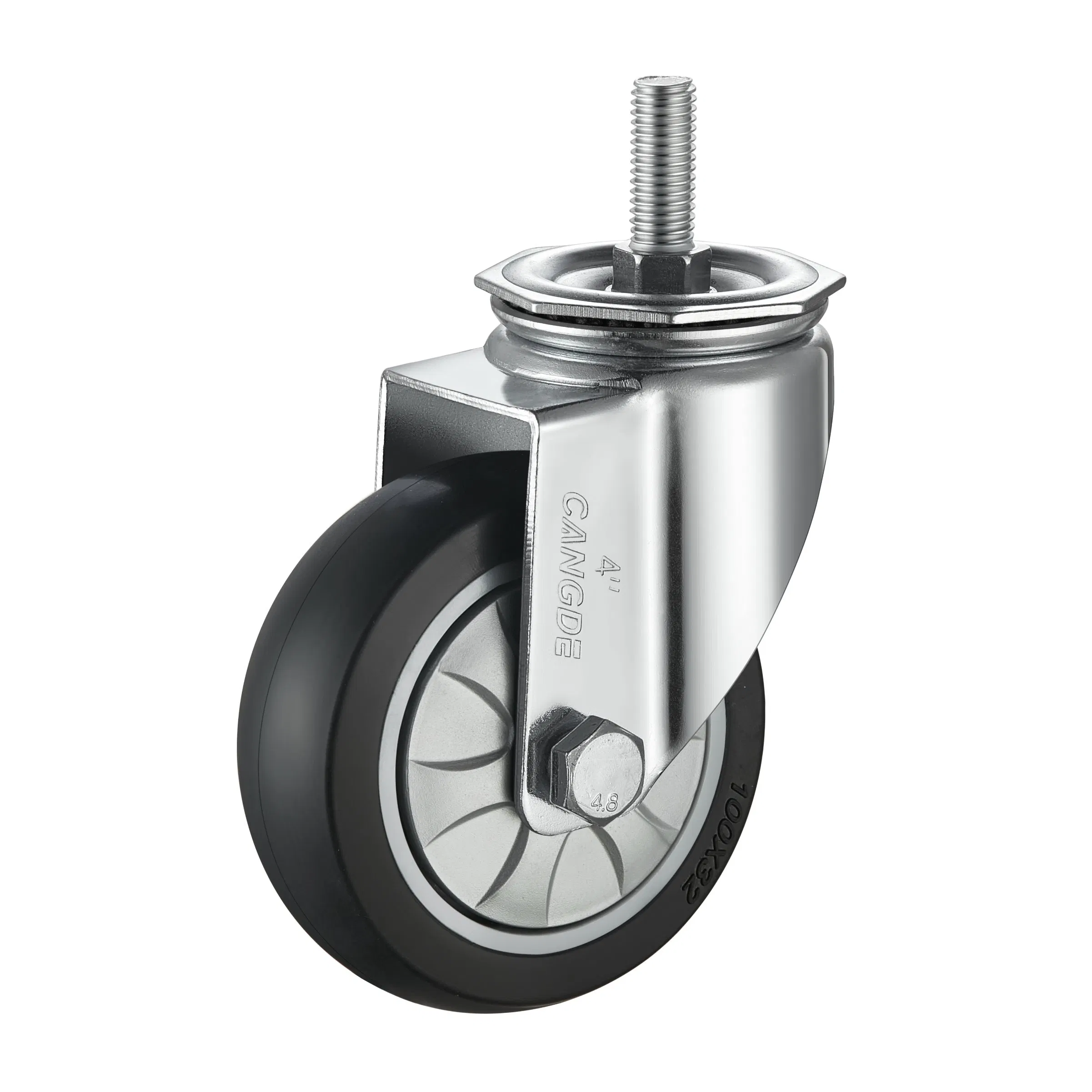 Thread Stem Swivel TPR Caster Quiet Castor Wheel for Hard Floor Casters Bolt Hole Castor Wheel