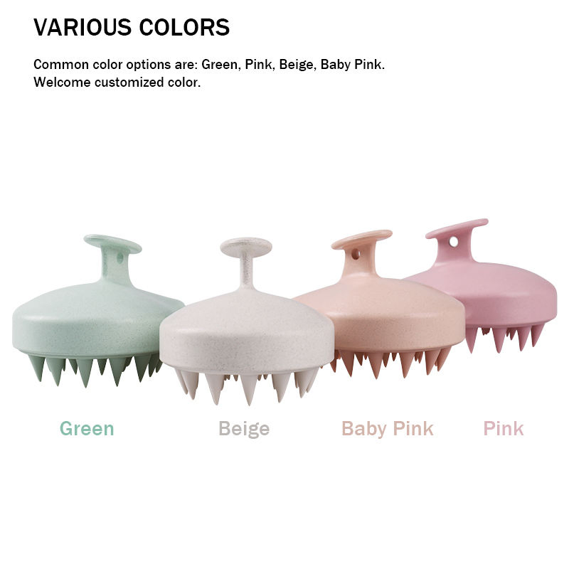 Wheat Straw Silicone Hair Brush Shampoo Brush Scalp Massager Organic Silicone Cleaning Care Shampoo Brush Scalp
