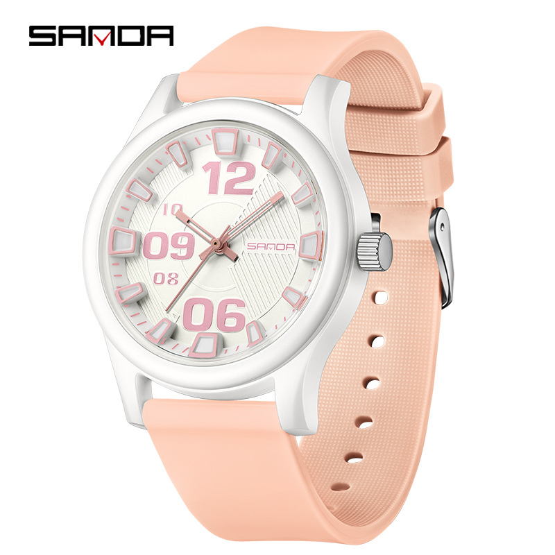 Korean Style Fashion Watch 3D Dial Waterproof Minimalist Quartz Wristwatch for Students
