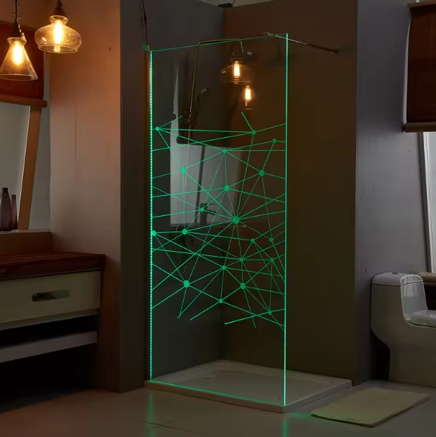 Intelligent LED Decorative Partition with Dry Wet Separation Aluminum Bathroom Screen Door