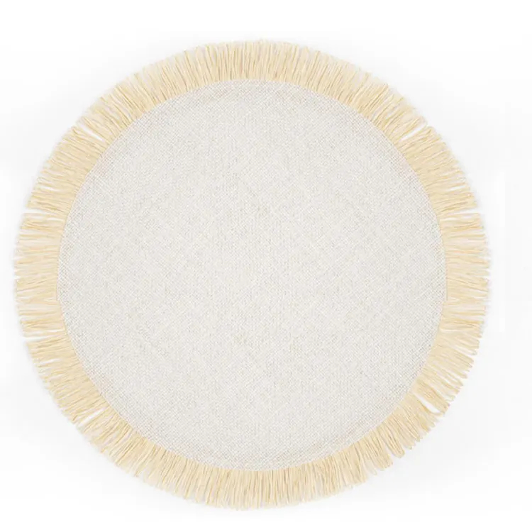 Natural Color Jute Placemat New Design Dinner Set Round Wholesale Placemat Fringe Table Place Mat