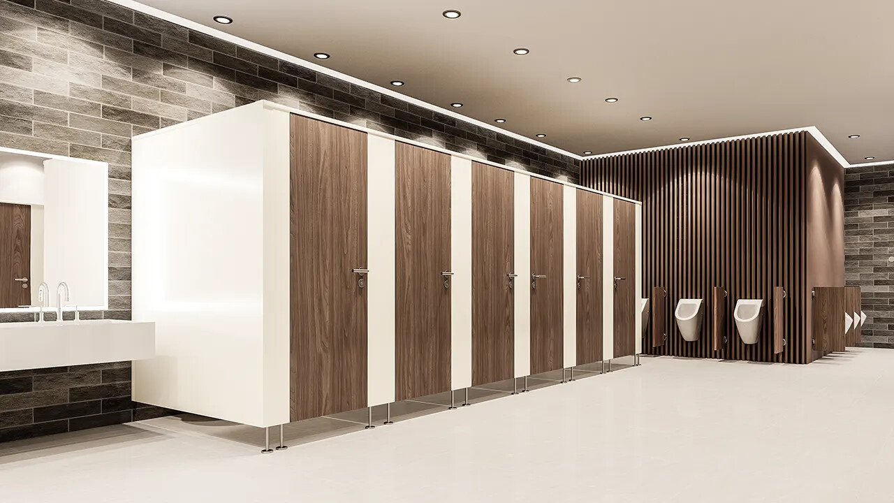 Decorative Toilet Partition Panel Wood Grain HPL Fireproof High Pressure Compact Laminate Board