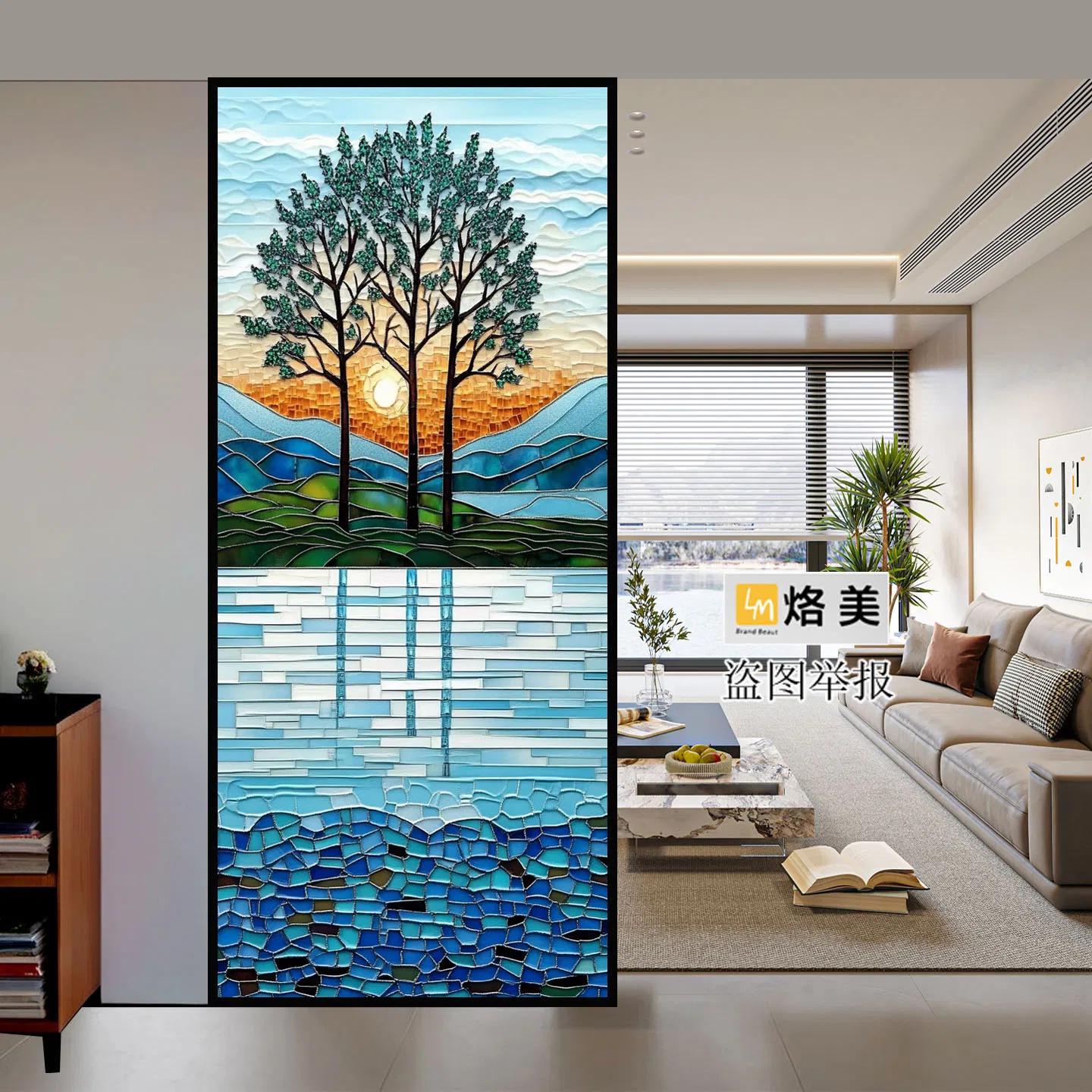 European Painted Art Glassliving Room Partition Wallshower Enclosure Partition