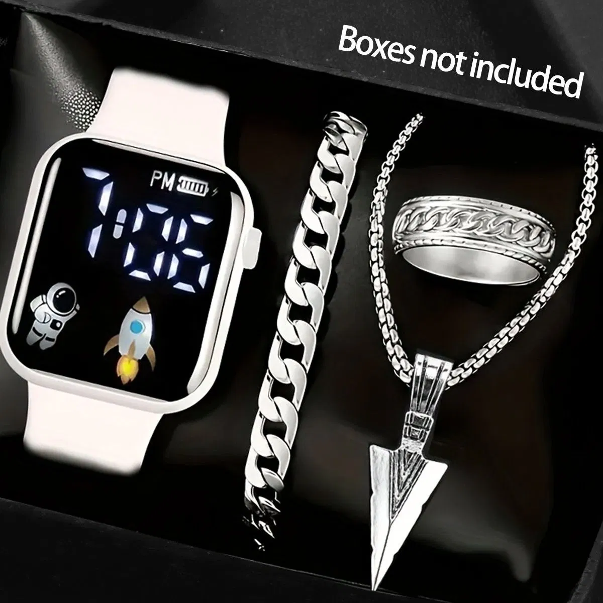 Watch Set Gift Cute Silicone Square White Cartoon