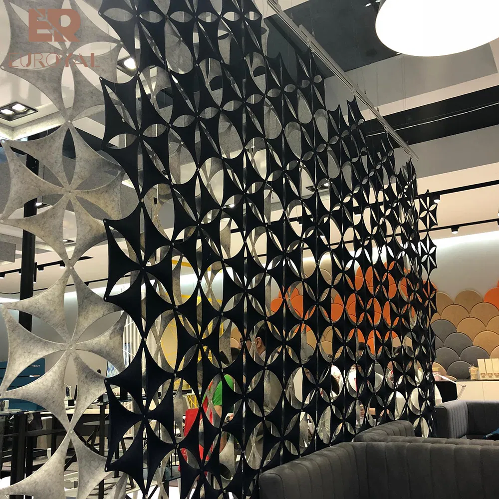 China Factory Eco Friendly Polyester Fiber Sound Absorbing Panel Interior Office Company Modern Room Divider Hollow Floor Decoration Material