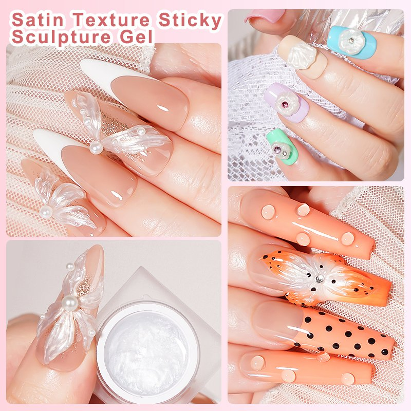 R S Nail Factory Direct 3D Pearl White Non-Stick Hand Carving Gel Satin Texture Sculpting Gel for Nails