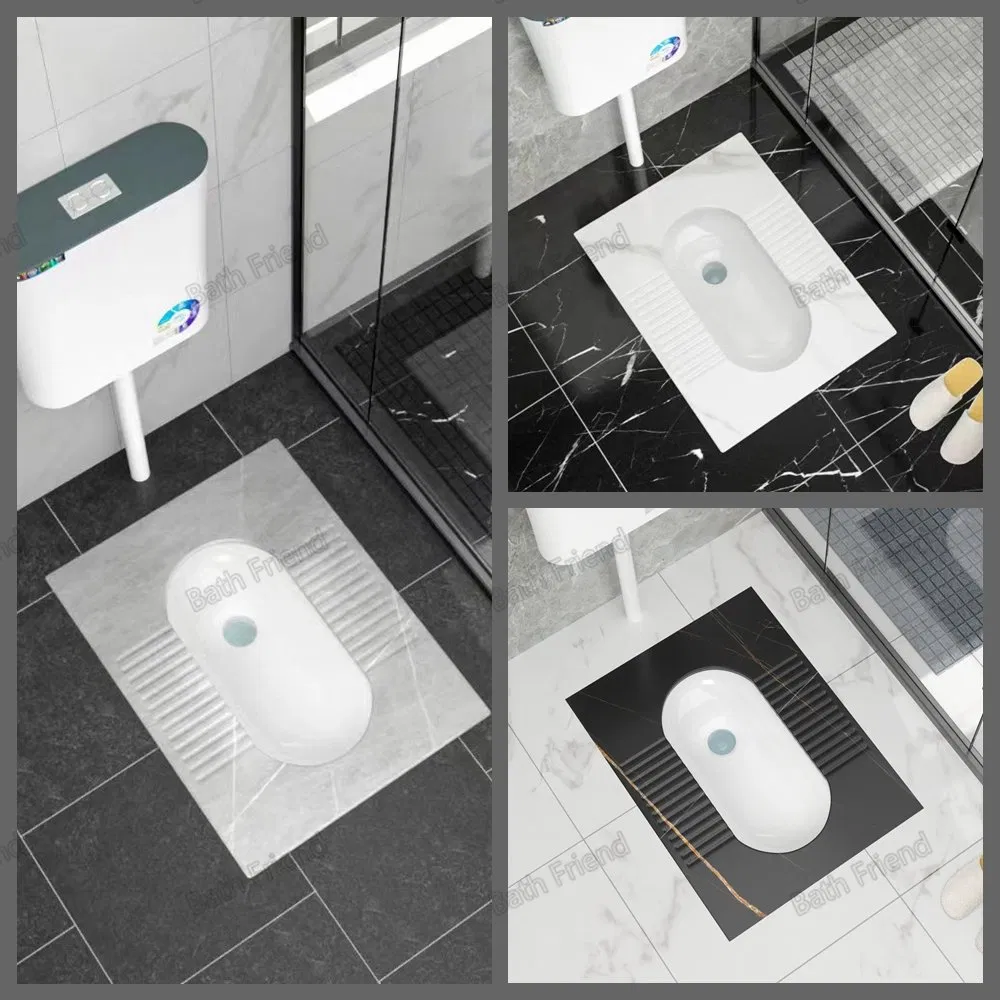 Wholesale Sintered Stone Porcelain Squatting Wc Pan Black Grey White Luxury Ceramic Durable Sanitary Public Squat Toilet
