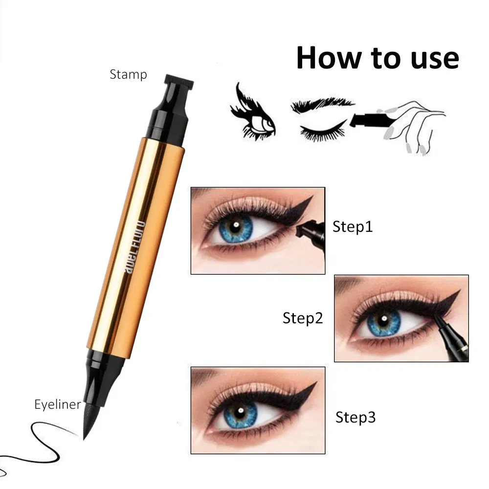 Waterproof Smudge Proof 2-in-1 Dual-Head Liquid Eyeliner & Stamp OEM Manufacturing
