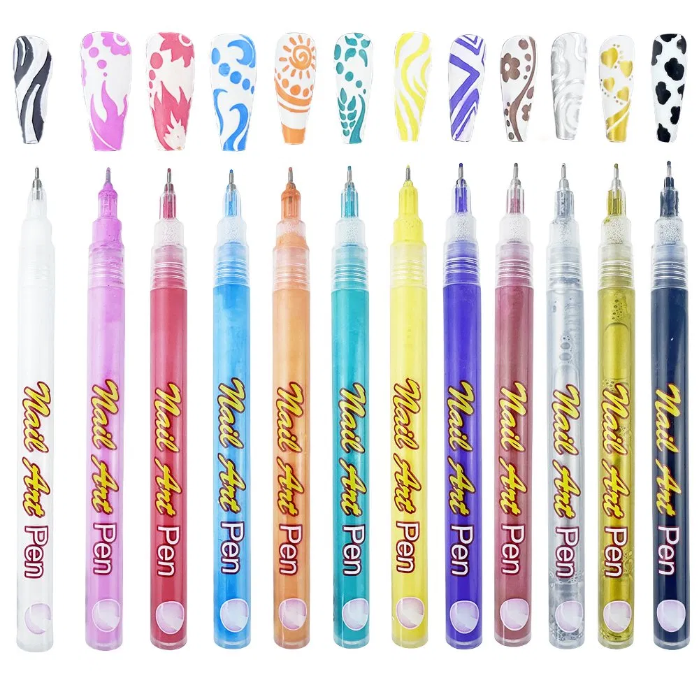 Fine Tip 3D Acrylic Paint Markers Quick-Dry Smudge-Proof Dotting Drawing Liner Pens Nail Art Brush for DIY Nail Art