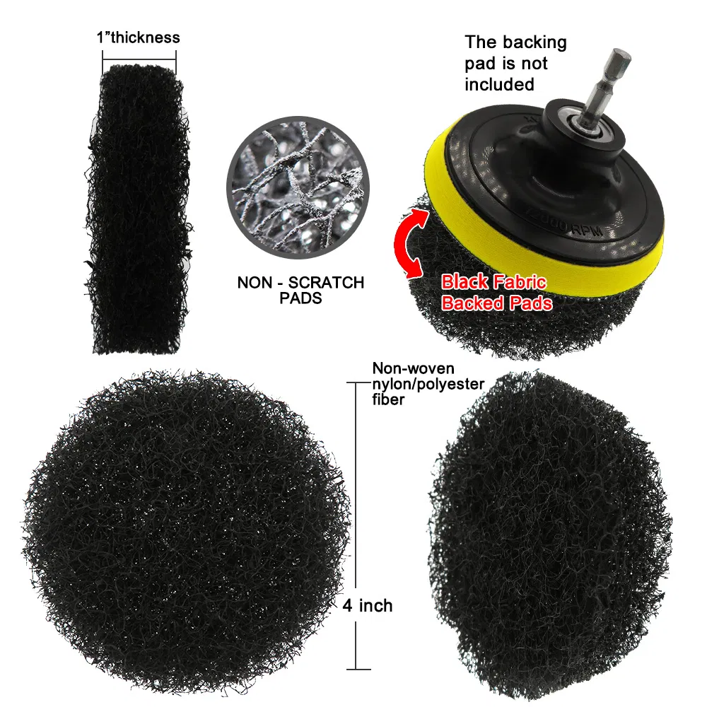 4 Inch 100mm Round Black Scrub Pad Scouring Pad Nylon Cleaning Cloth