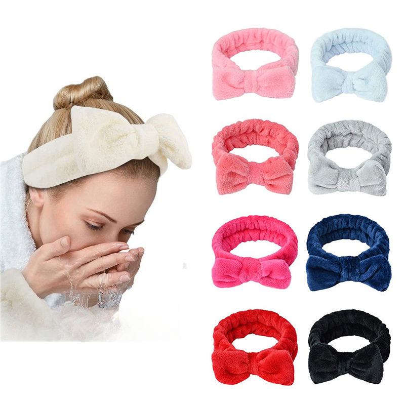 High Quality Luxury SPA Makeup Face Wash Polyester Wide Elastic Head Band and Plush Eye Msak Deep Sleep Set Custom Logo