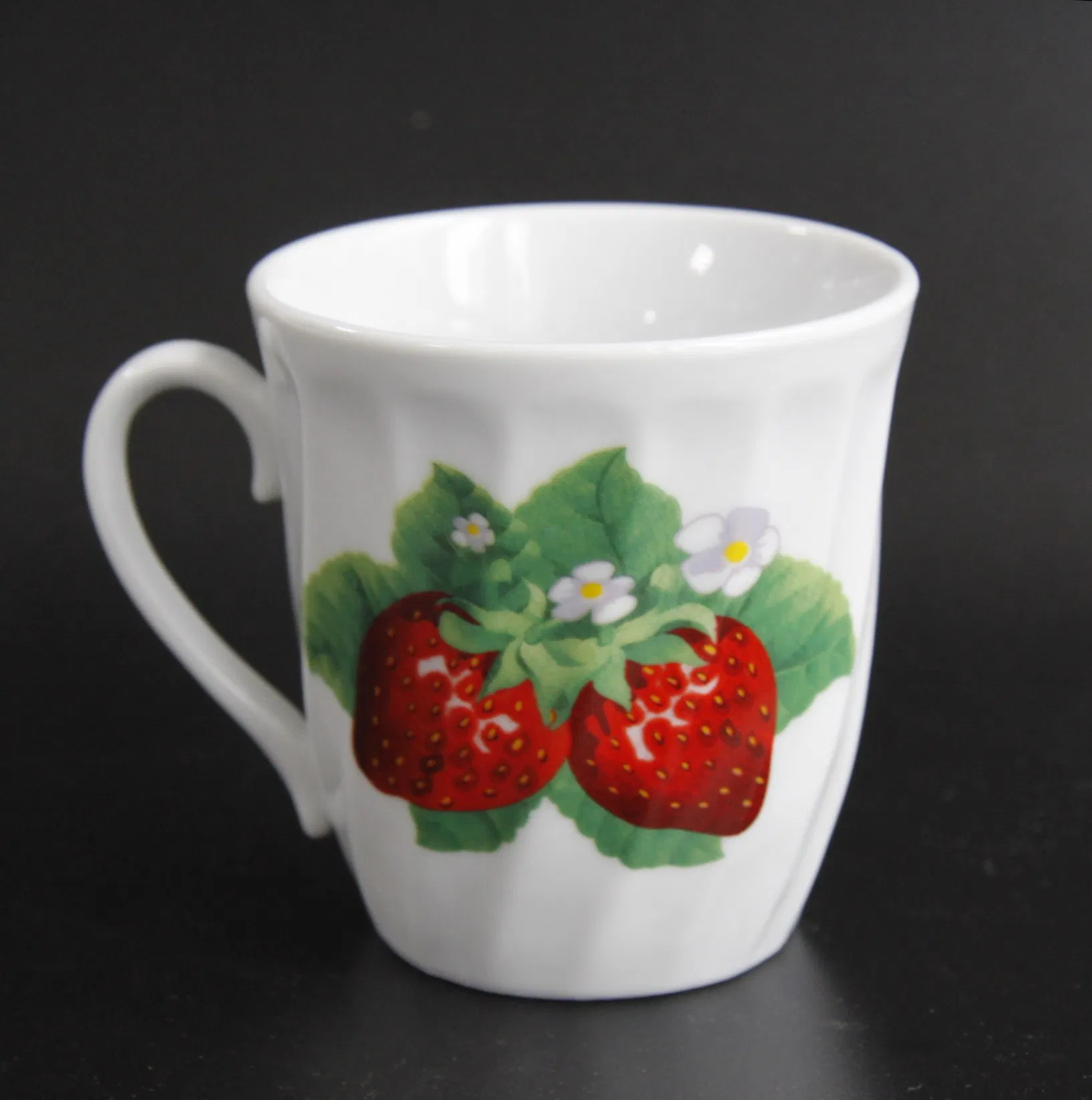 Ceramic Violet Floral and Strawberry Tea Cup and Coffee Mug