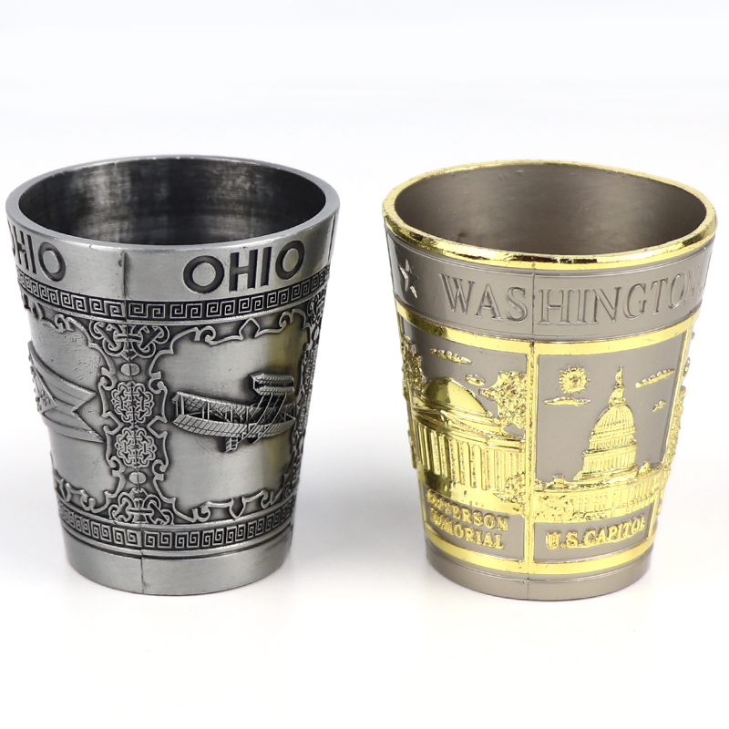 Factory Custom Antique Zinc Alloy Metal City Landmark Design Tourist Souvenir Shot Glass