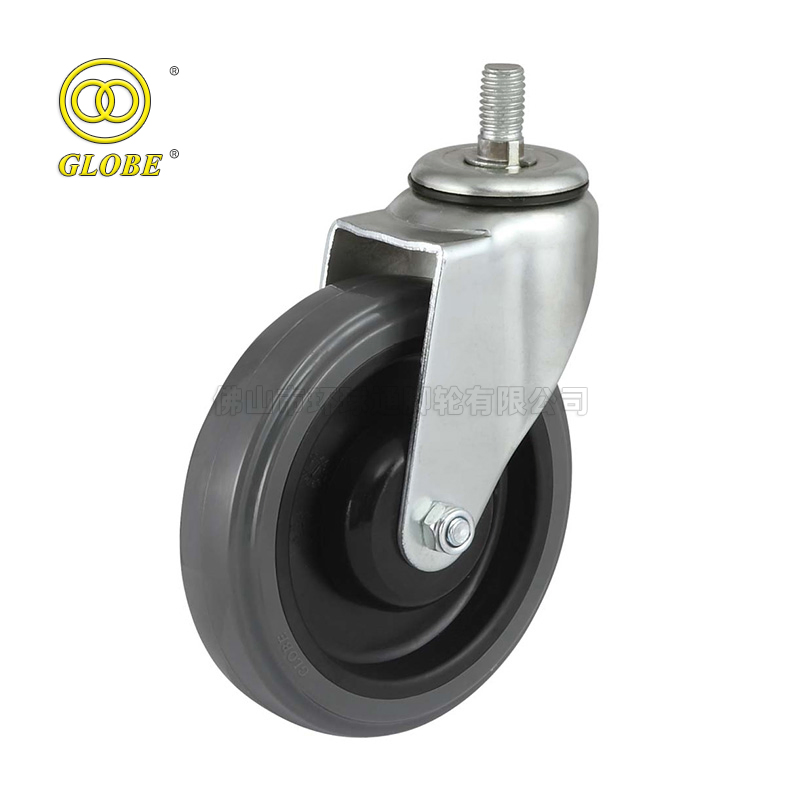 Replacement Supermarket Standard Supermarket Caster Wheel Threaded Stem Type Polyurethane Shopping Castor