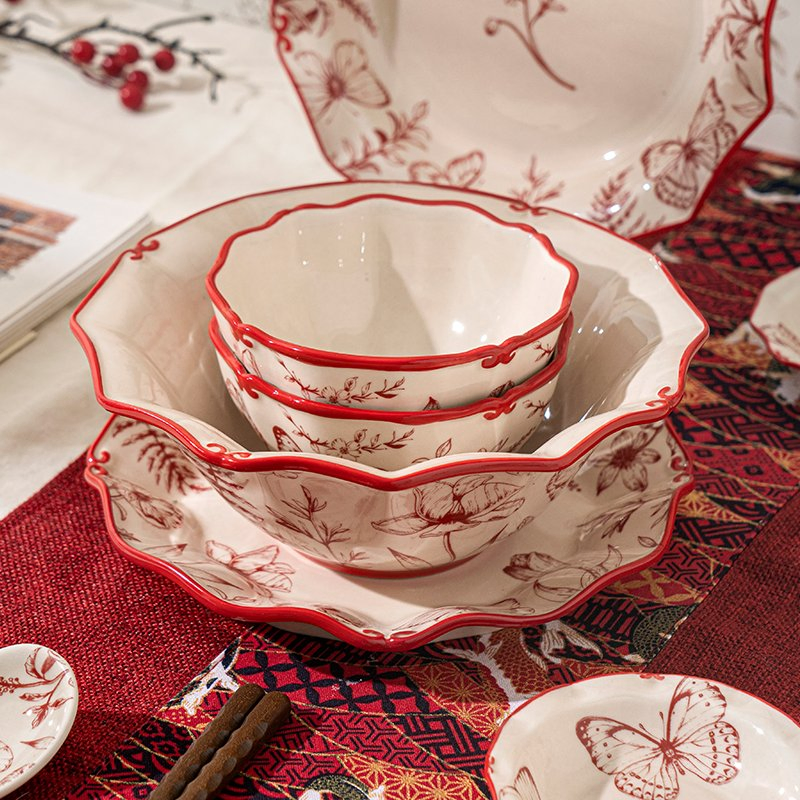 Stylish Ceramic Tableware with Floral Design for Food Service