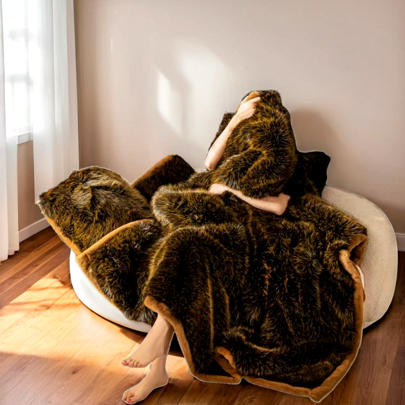 Ultra-Soft Faux Rabbit Fur Blanket for Warmth on Cold Nights
