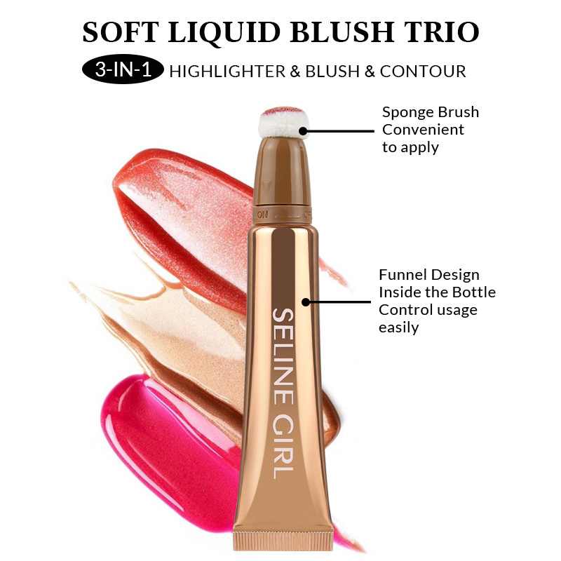 Seline Girl 15g Sponge Head Liquid Highlighter Contour Bronzer Blush