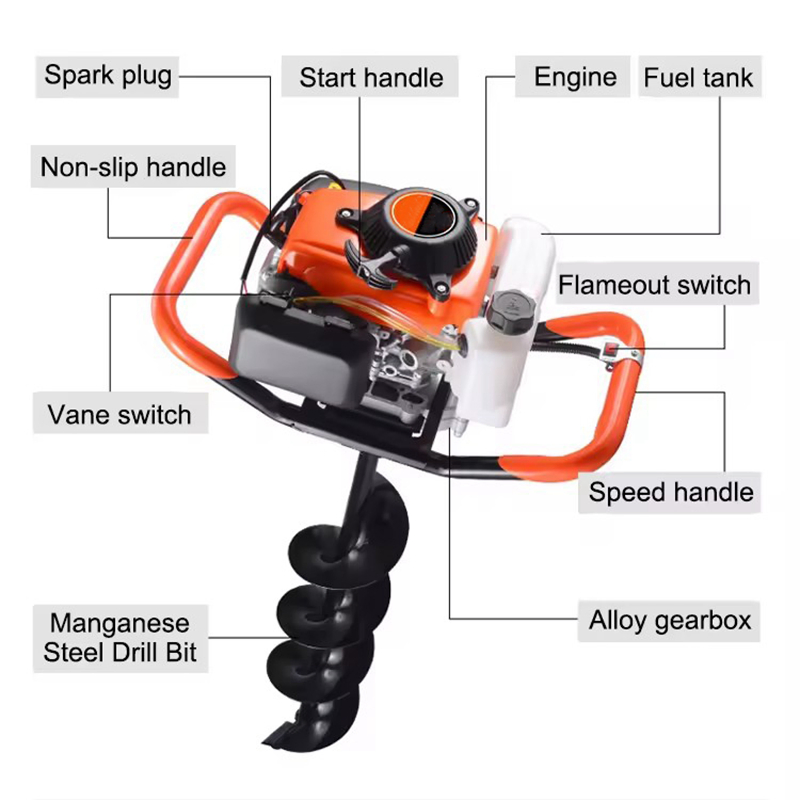 High-Performance 53cc 4-Stroke Gasoline Ground Drill for Tough Earth Auger