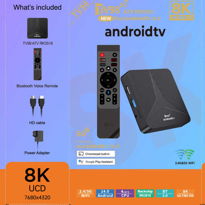 ТВ-бокс ATV Rk3518 Android TV Box 4K, 2GB+16GB
