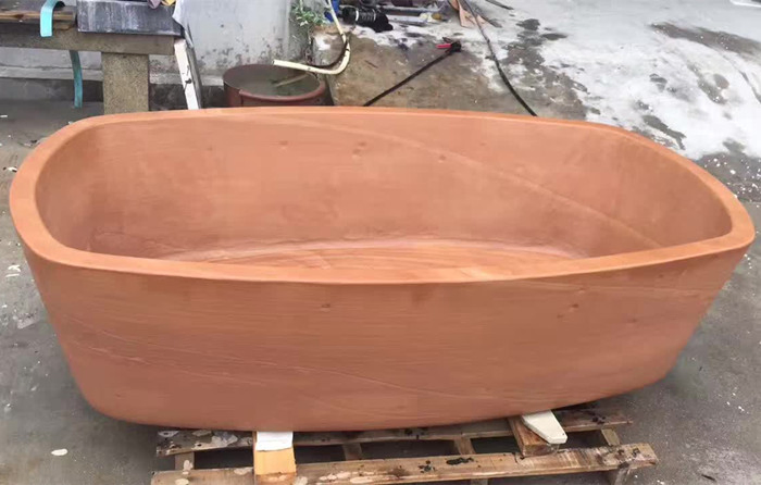 Customized Natural Stone honed/matt Red Sandstone Bathtub for Home/Hotel/House/Resorts/villas Bathroom decoration