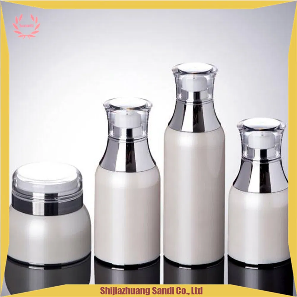 Luxury Pearl White 30ml 50ml 100ml Lotion Airless Plastic PETG Bottle with Pump