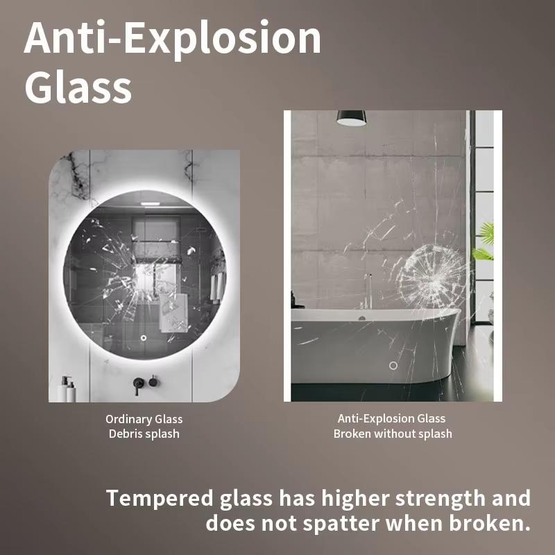 Manufacturer LED Bathroom Mirror Rectangle Shape Defog Touch Screen Smart Mirror